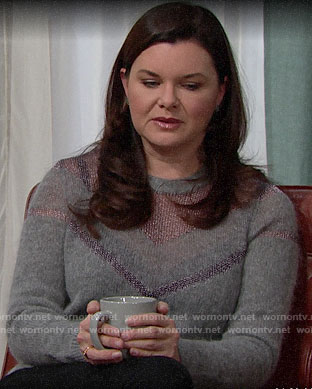 Katie’s grey sweater with metallic inset on The Bold and the Beautiful