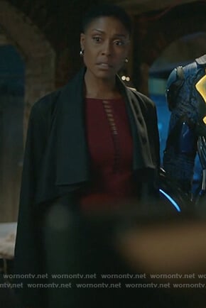 Lynn’s red ladder trim sheath dress on Black Lightning