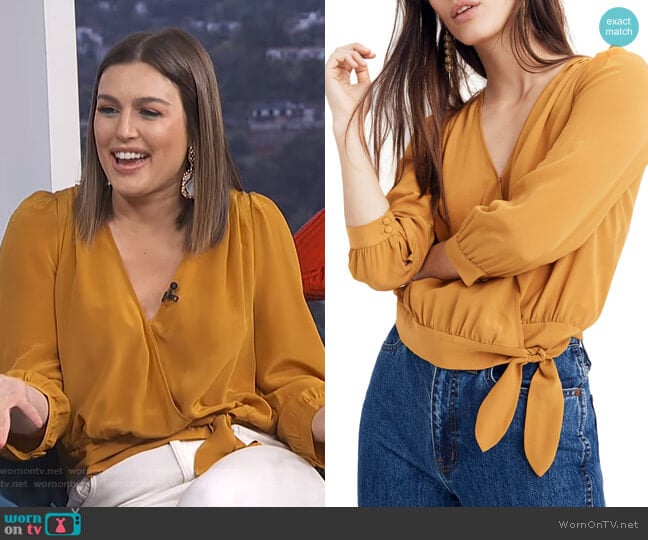 Madewell Silk Wrap Top worn by Carissa Loethen Culiner on E! News