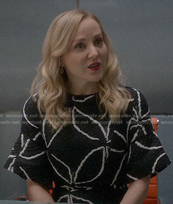 Marissa’s black and white flower pattern dress on Bull