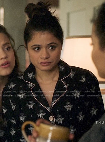Mel’s black bee print pajamas on Charmed