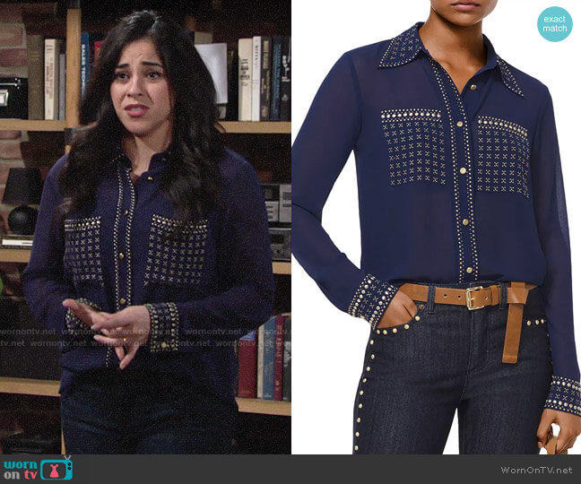 MICHAEL Michael Kors Studded Button-Down Shirt worn by Mia Rosales (Noemi Gonzalez) on The Young and the Restless