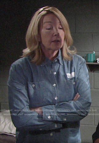 Nikki’s chambray prison shirt on The Young and the Restless