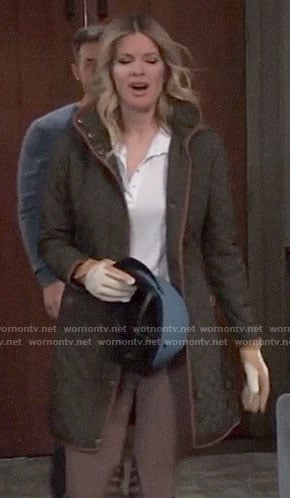 Nina’s green quilted jacket on General Hospital
