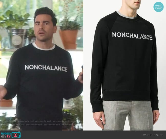 No.21 Nonchalance Embroidered Sweatshirt worn by David Rose (Daniel Levy) on Schitts Creek