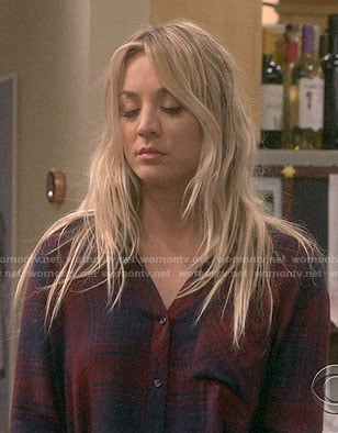 Penny’s navy and burgundy plaid shirt on The Big Bang Theory