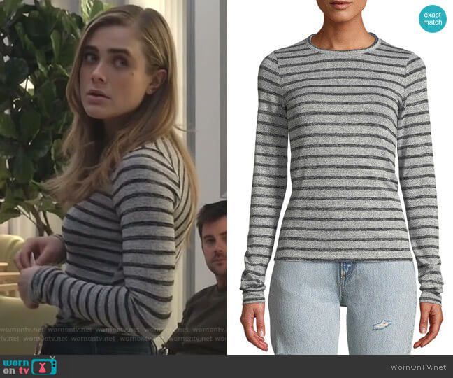 Rag & Bone Striped Slim Long-Sleeve Crewneck Top worn by Michaela Stone (Melissa Roxburgh) on Manifest