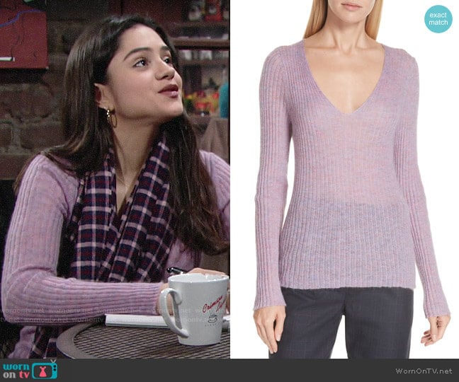 Rag & Bone Donna Sweater in Lilac worn by Lola Rosales (Sasha Calle) on The Young and the Restless