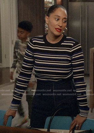 Bo’s navy striped sweater on Black-ish