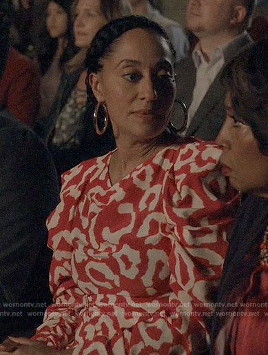 Rainbow’s red leopard print puff sleeve dress on Black-ish