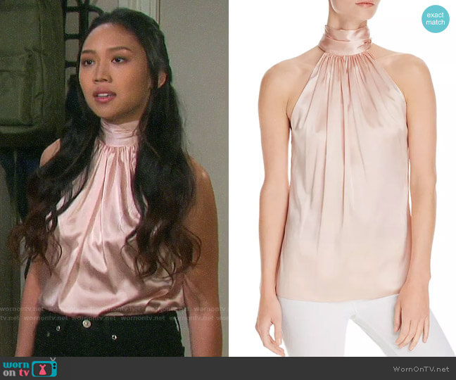 Ramy Brook Paige Top in Blush worn by Haley Chen (Thia Megia) on Days of our Lives