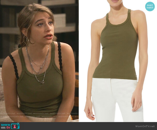 Re/Done Ribbed Army Tank worn by Shannon (Odessa Adlon) on Fam