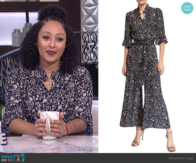 Rebecca Taylor Vivianna Silk Jumpsuit worn by Tamera Mowry on The Real