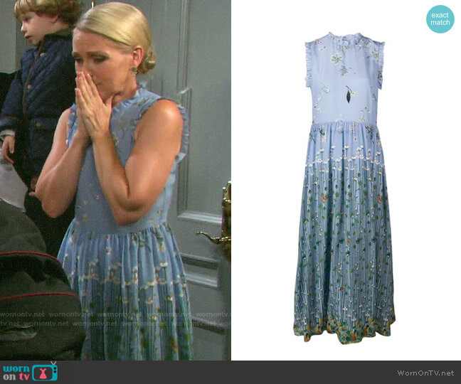 RED Valentino Floral Print Midi Dress worn by Jennifer Horton (Melissa Reeves) on Days of our Lives