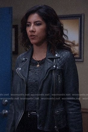 Rosa’s black leather moto jacket on Brooklyn Nine-Nine