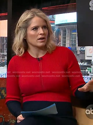 Sara’s two-tone ribbed dress on GMA Strahan And Sara