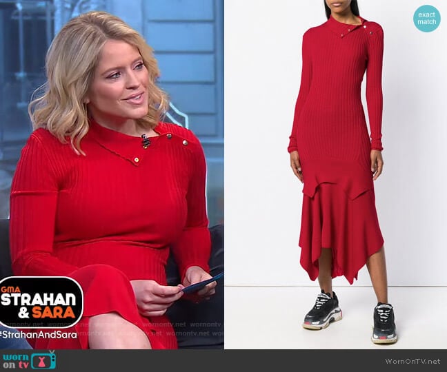 Stella McCartney Asymmetric Knit Dress worn by Sara Haines on Good Morning America