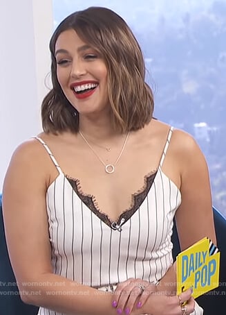Carissa’s striped lace trim cami and pants on E! News Daily Pop