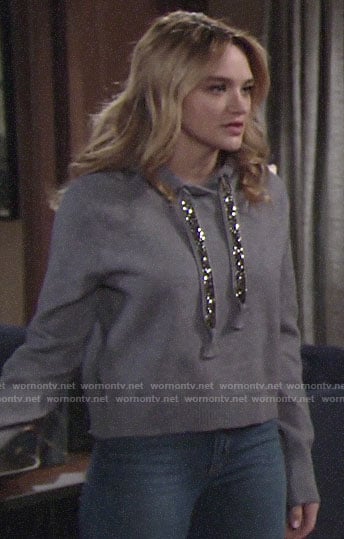 Summer’s hoodie with embellished ties on The Young and the Restless