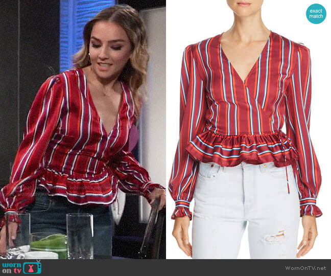 The Fifth Label Striped Wrap Top worn by Kristina Corinthos (Lexi Ainsworth) on General Hospital