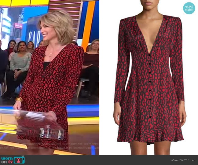 The Kooples Animal Print A-Line Silk Dress worn by Amy Robach on Good Morning America