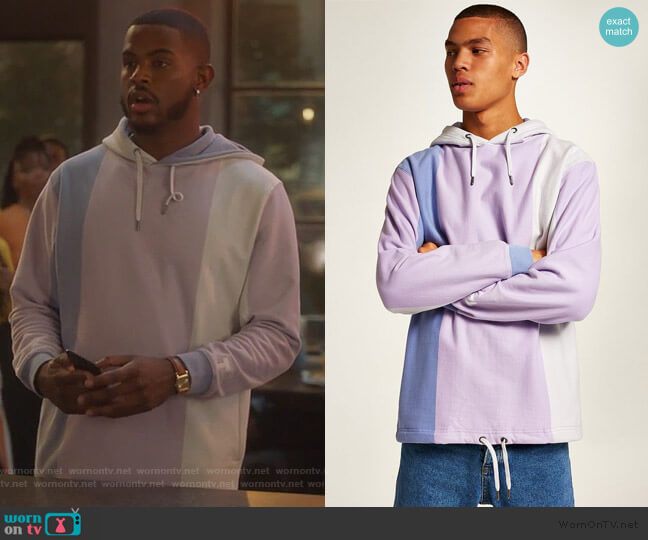 Topman Purple Vertical Stripe Hoodie worn by Aaron Jackson (Trevor Jackson) on Grown-ish