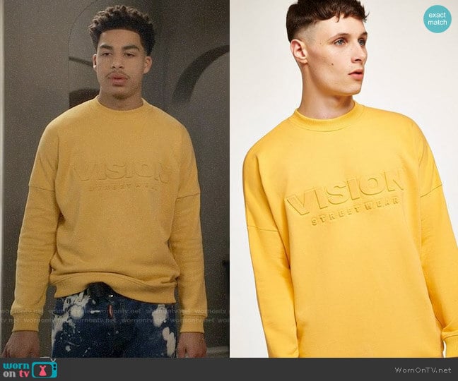 Vision Street Wear Embossed Super Sweatshirt worn by Andre Johnson Jr (Marcus Scribner) on Black-ish