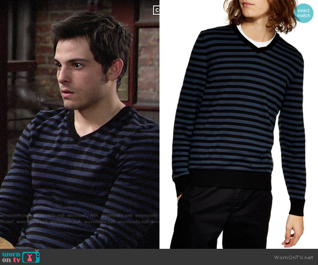 Topman Stripe V-Neck Sweater