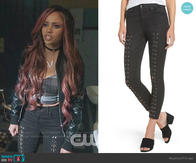 Topshop Jamie Coated Lace-Up Skinny Jeans worn by Toni Topaz (Vanessa Morgan) on Riverdale