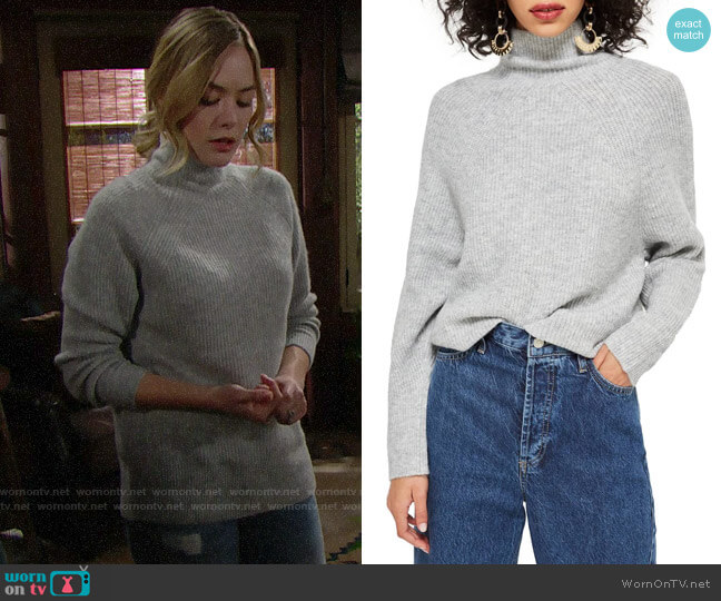 Raglan Turtleneck Neck Sweaterby Topshop worn by Hope Logan (Annika Noelle) on The Bold and the Beautiful