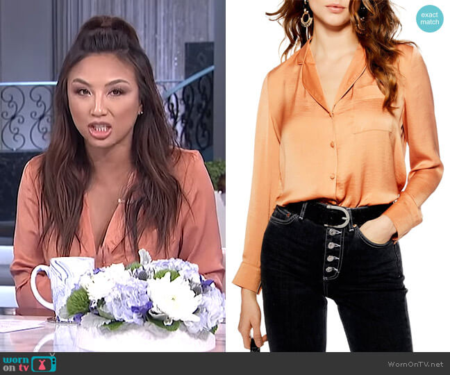 Topshop Satin PJ Shirt worn by Jeannie Mai on The Real