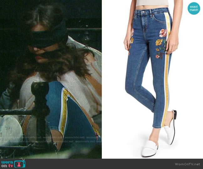 Topshop Stripe Floral Denim Pants worn by Ciara Brady (Victoria Konefal) on Days of our Lives