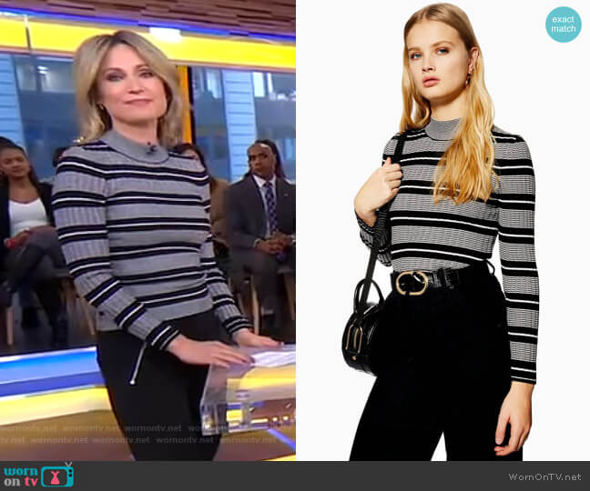 Topshop Stripe Knitted Jumper worn by Amy Robach on Good Morning America