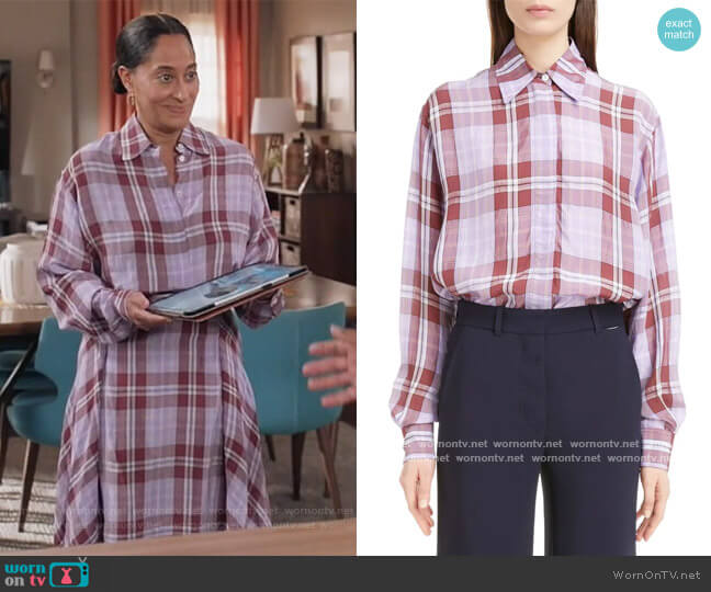 Victoria Beckham Plaid Shirt worn by Rainbow Johnson (Tracee Ellis Ross) on Black-ish
