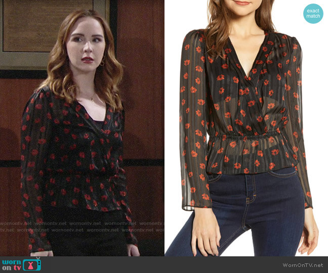 WAYF Virginia Peplum Top worn by Mariah Copeland (Camryn Grimes) on The Young and the Restless