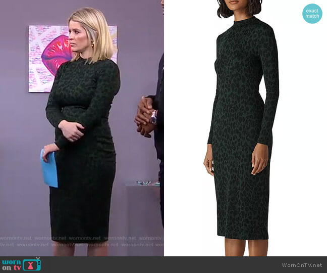 Whistles Leopard-Print Jersey Dress worn by Sara Haines on Good Morning America