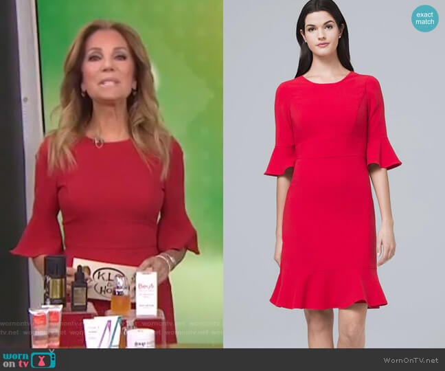 White House Black Market Flare Sleeve Fluted-Hem Sheath Dress worn by Kathie Lee Gifford on Today