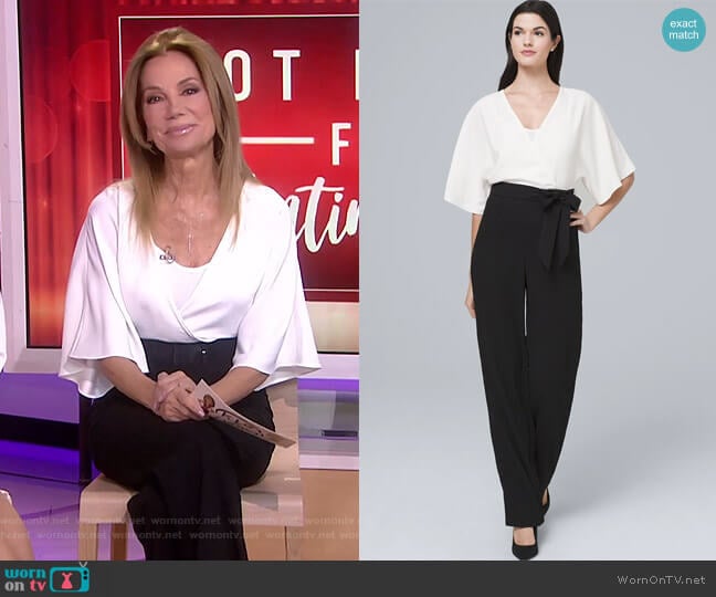 White House Black Market Kimono-Sleeve Contrast Jumpsuit worn by Kathie Lee Gifford on Today