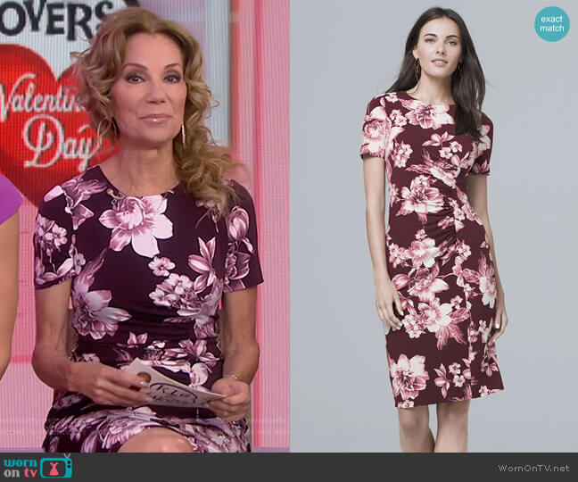 White House Black Market Short-Sleeve Floral Knit Sheath Dress worn by Kathie Lee Gifford on Today
