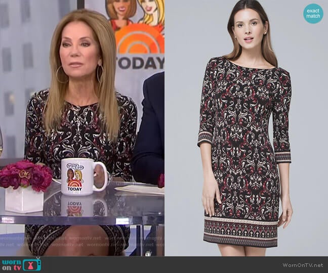 White House Black Market Ultimate Reversible Arabesque Print Shift Dress worn by Kathie Lee Gifford on Today