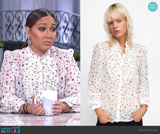 Zara Ruffled Pleated Top worn by Adrienne Houghton on The Real