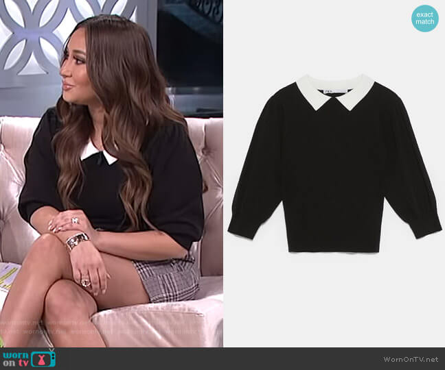 Zara Sweater with Contrasting Collar worn by Adrienne Houghton on The Real