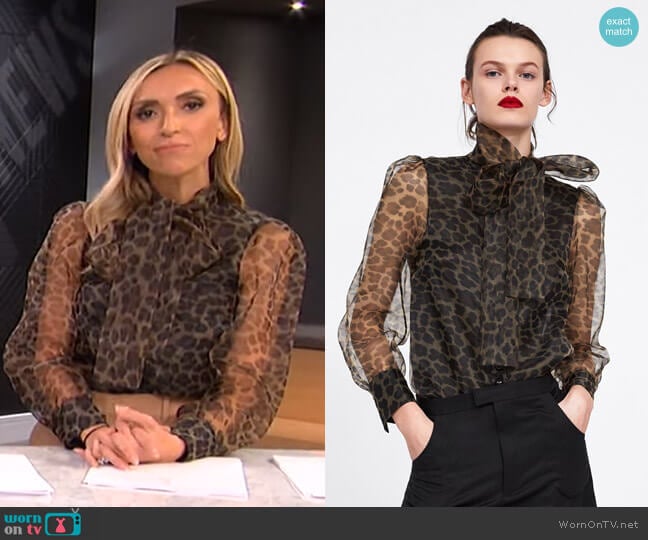Zara Animal Print Blouse with Tie worn by Giuliana Rancic on E! News