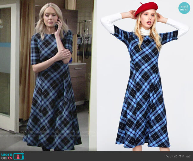 Zara Check Print Dress worn by Abby Newman (Melissa Ordway) on The Young and the Restless