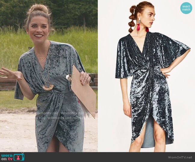 Zara Crossover Velvet Dress worn by Alexis Rose (Annie Murphy) on Schitts Creek