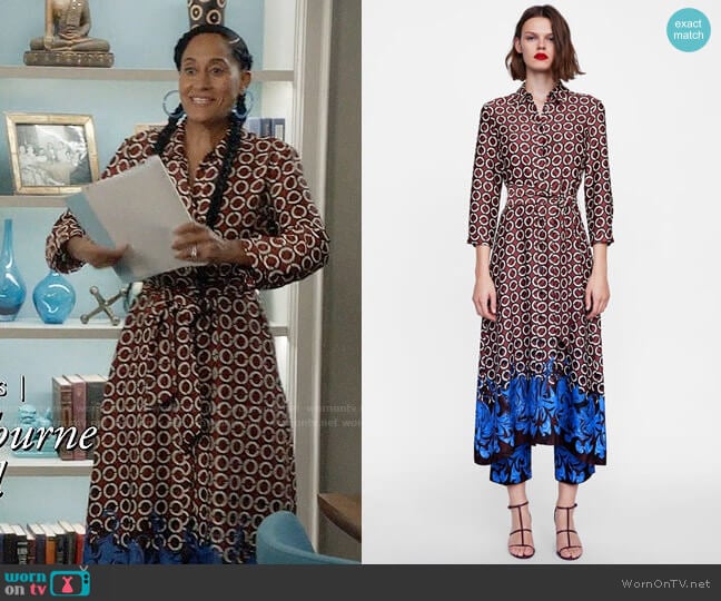 Zara Geometric Print Tunic worn by Rainbow Johnson (Tracee Ellis Ross) on Black-ish