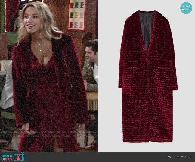 Zara Long Quilted Coat worn by Summer Newman (Hunter King) on The Young and the Restless