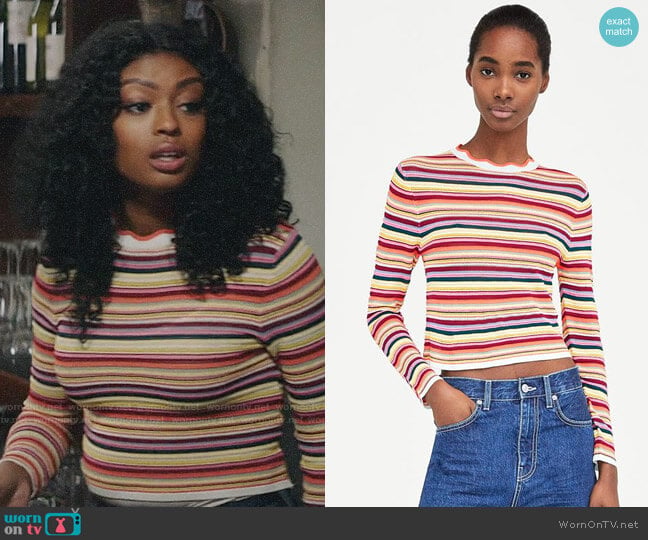 Zara Multicolored Striped Sweater worn by Ali Finer (Javicia Leslie) on God Friended Me