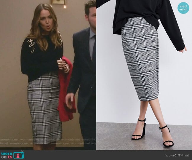 Zara Plaid Pencil Skirt worn by Jo Wilson (Camilla Luddington) on Greys Anatomy