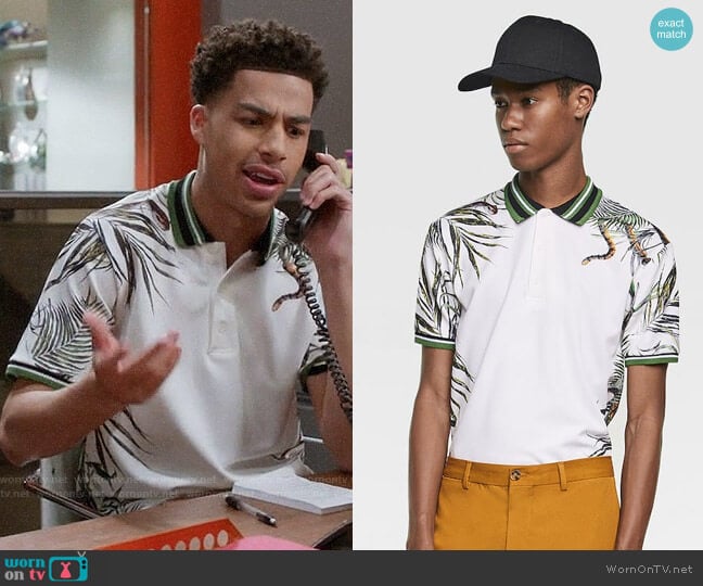 Zara Printed Polo with Rib Trim worn by Andre Johnson Jr (Marcus Scribner) on Black-ish